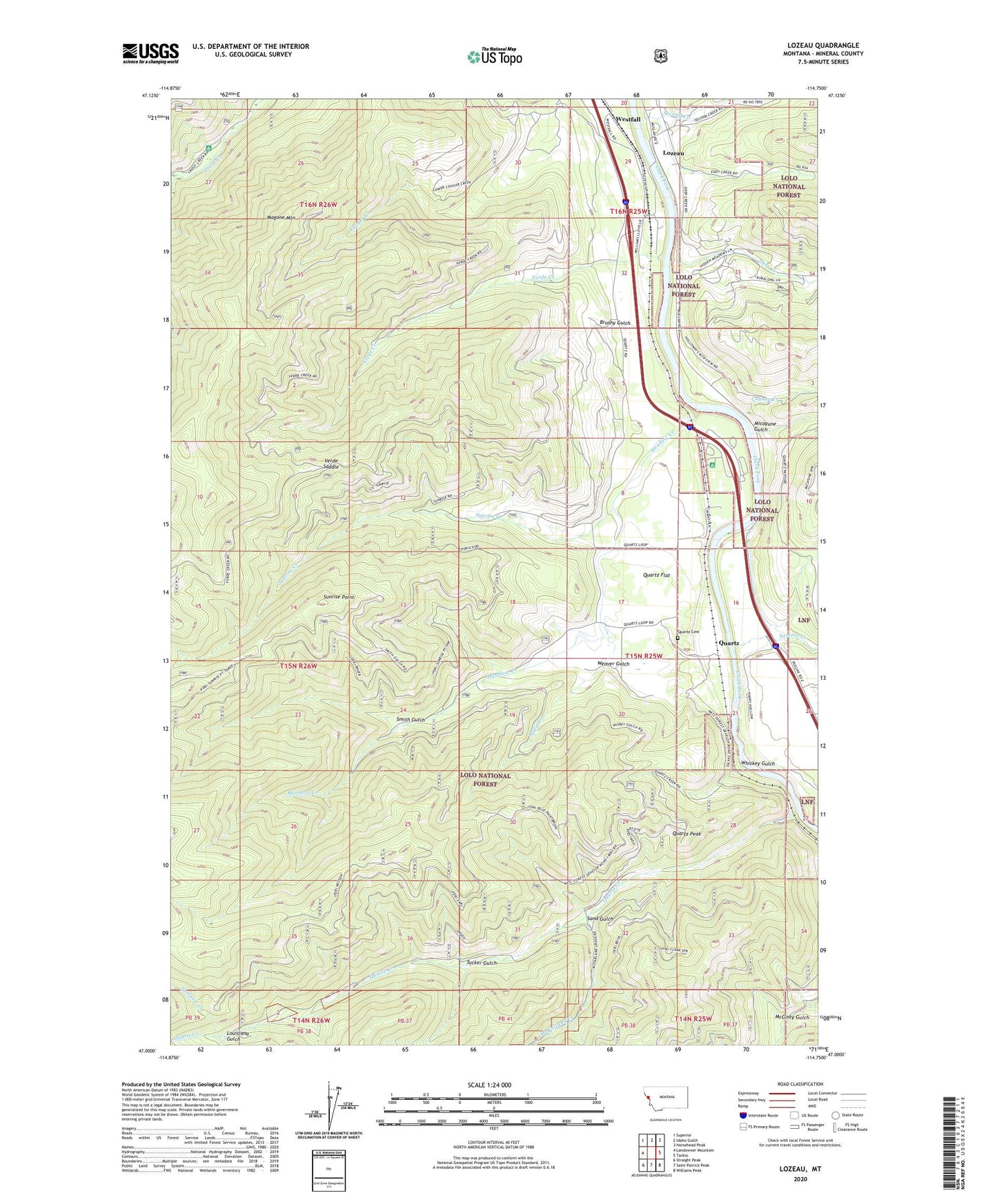 Lozeau Montana US Topo Map Image