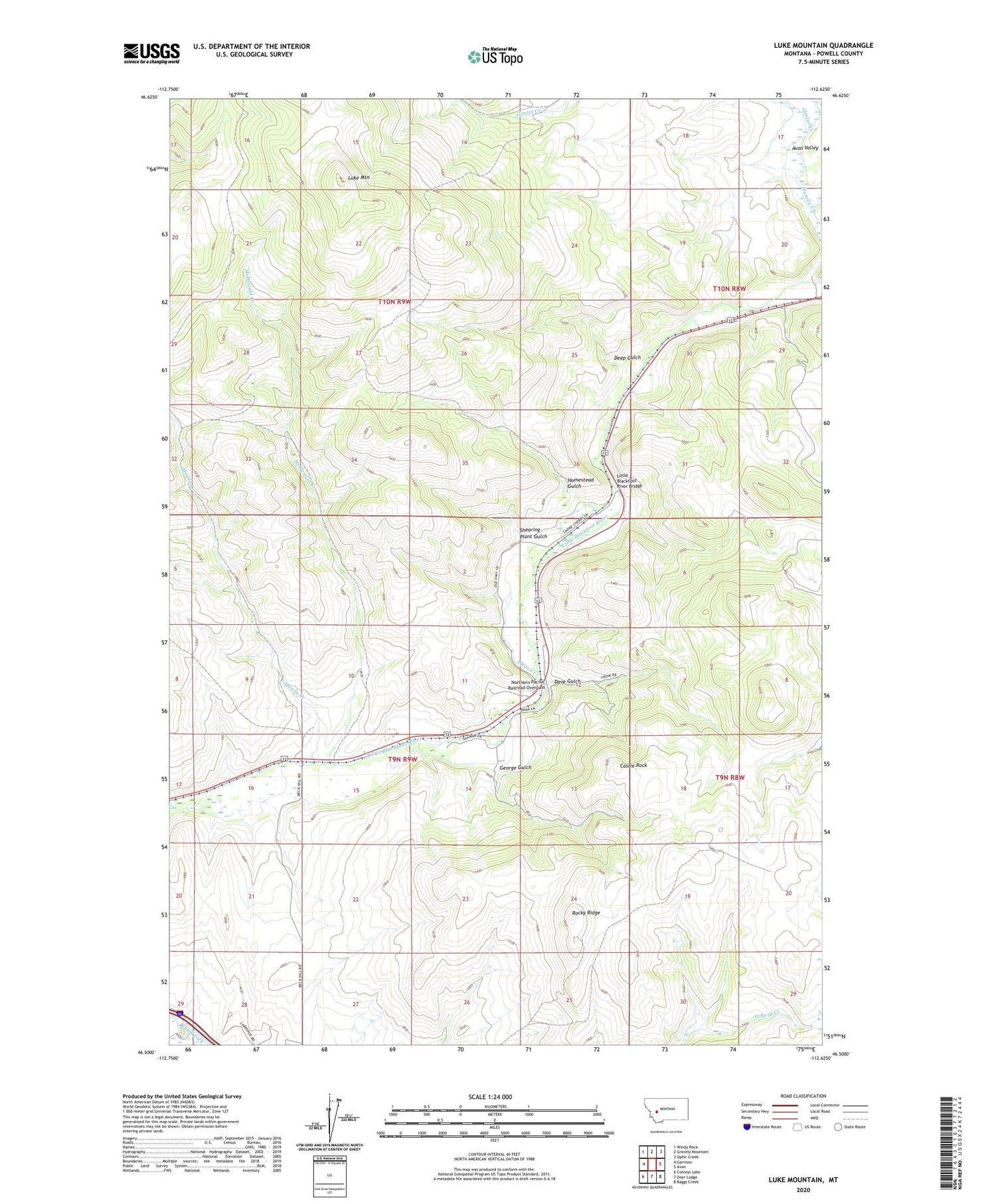 Luke Mountain Montana US Topo Map Image
