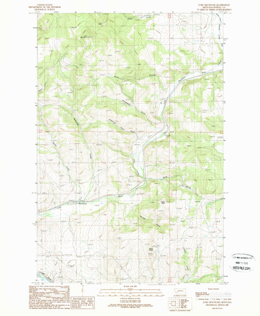Classic USGS Luke Mountain Montana 7.5'x7.5' Topo Map Image