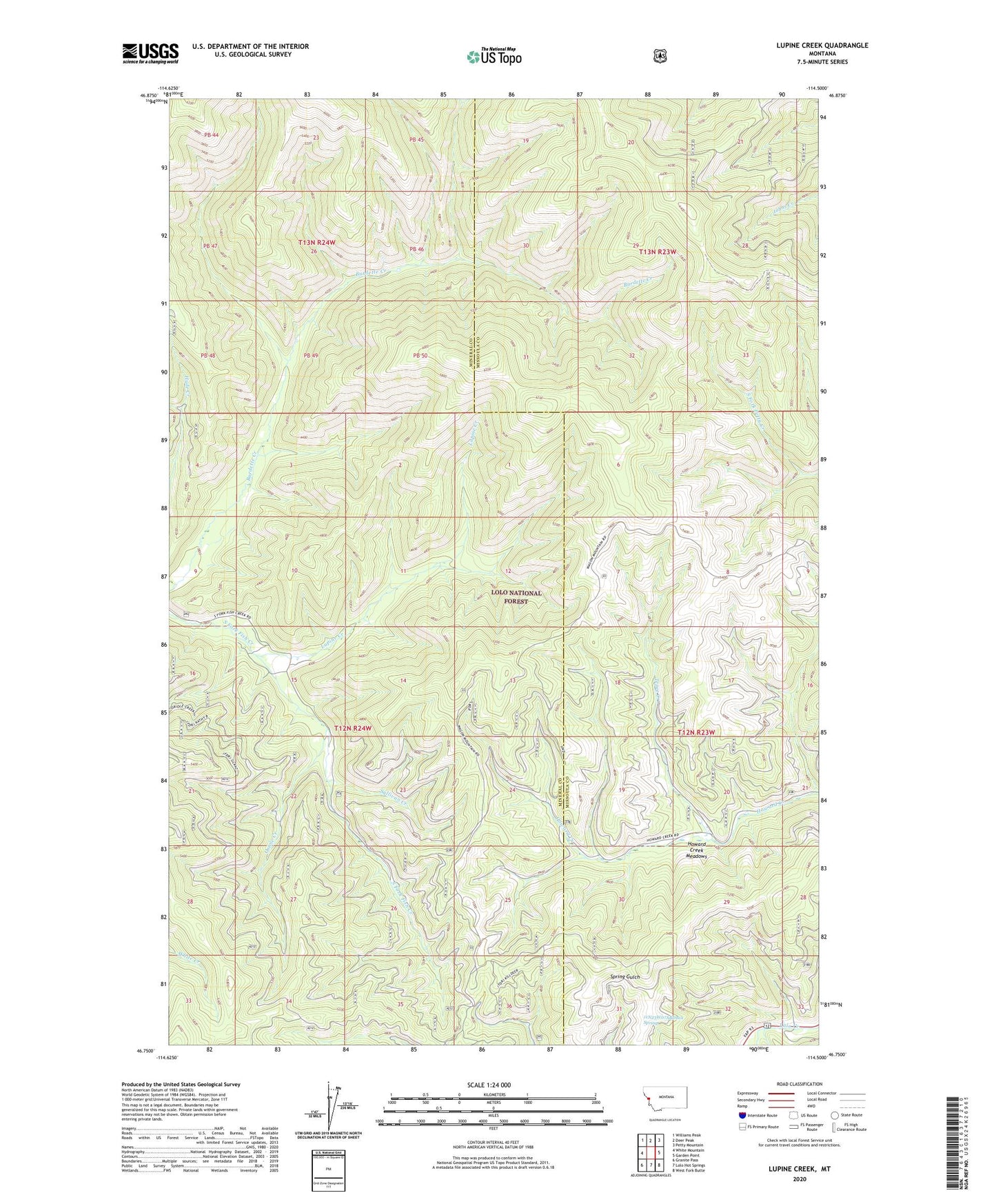 Lupine Creek Montana US Topo Map Image