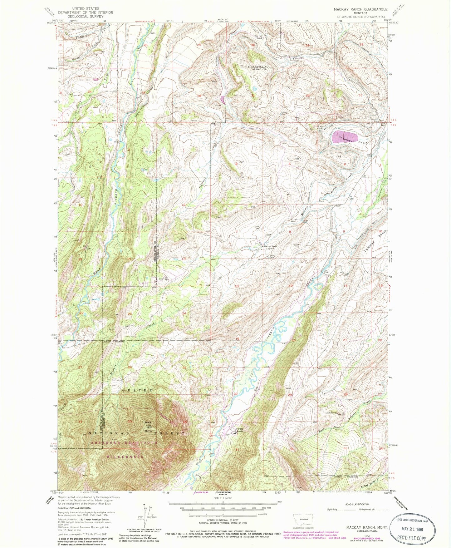 Classic USGS Mackay Ranch Montana 7.5'x7.5' Topo Map Image