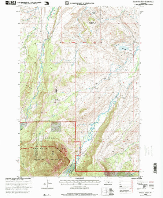 Classic USGS Mackay Ranch Montana 7.5'x7.5' Topo Map Image