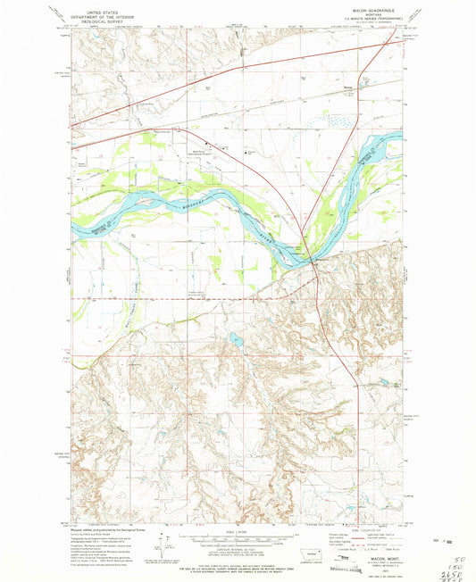 Classic USGS Macon Montana 7.5'x7.5' Topo Map Image