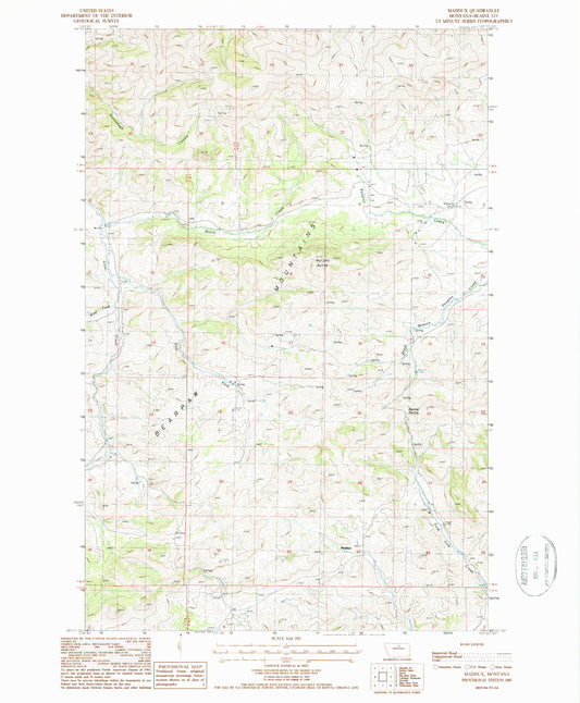 Classic USGS Maddux Montana 7.5'x7.5' Topo Map Image