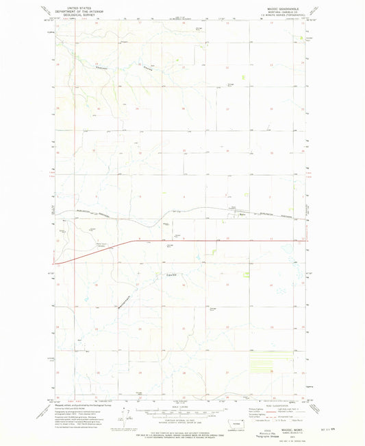 Classic USGS Madoc Montana 7.5'x7.5' Topo Map Image
