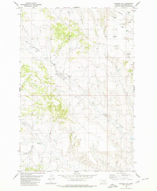 Classic USGS Mailbox Hill Montana 7.5'x7.5' Topo Map Image