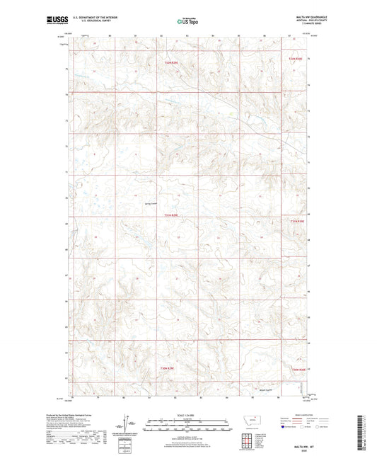 Malta NW Montana US Topo Map Image