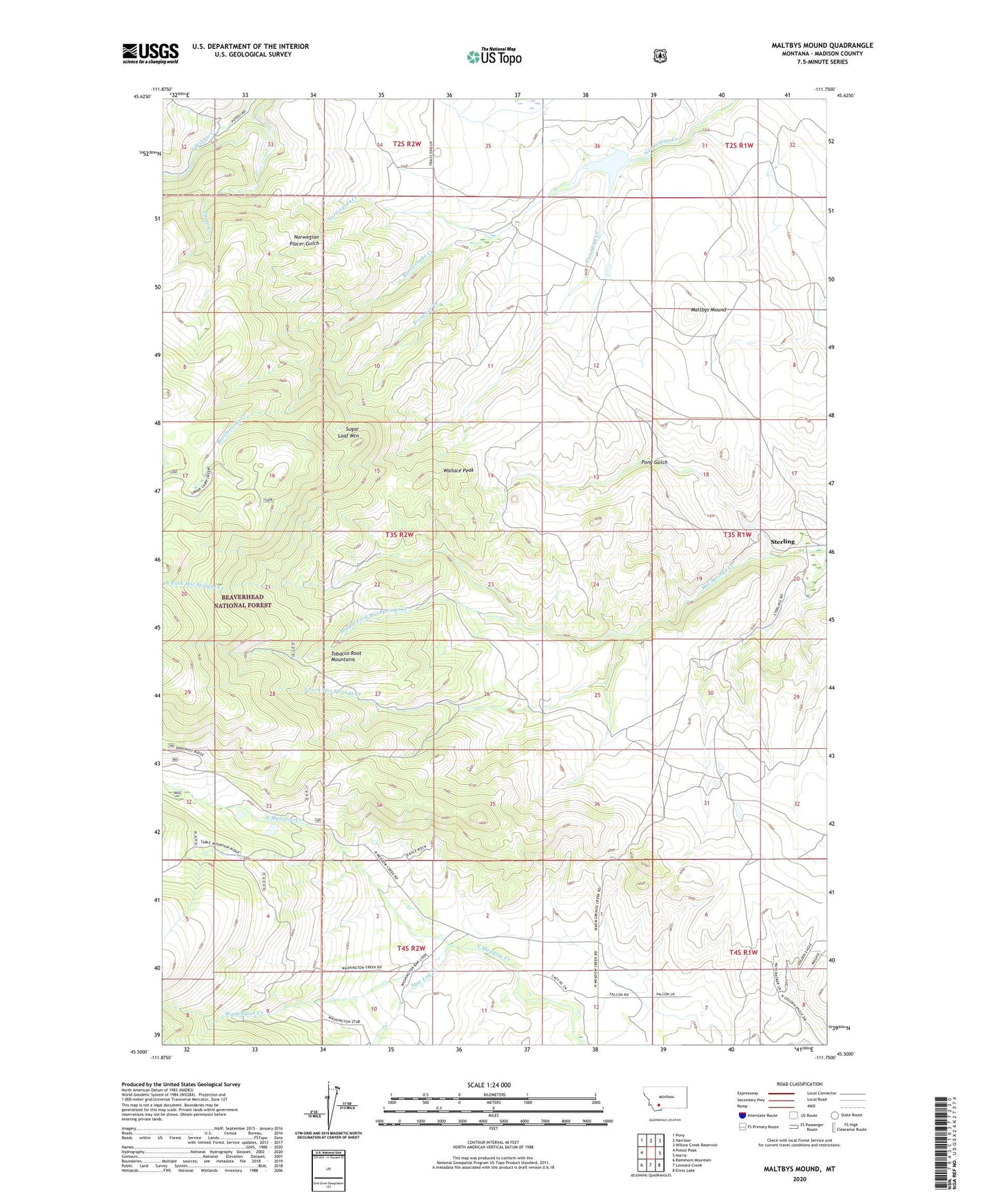 Maltbys Mound Montana US Topo Map Image