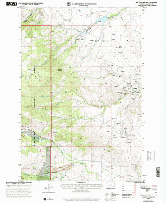 Classic USGS Maltbys Mound Montana 7.5'x7.5' Topo Map Image