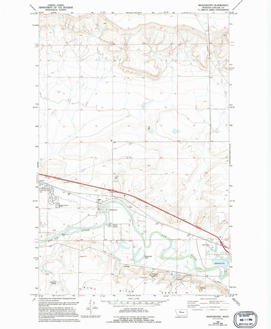 Classic USGS Manchester Montana 7.5'x7.5' Topo Map Image