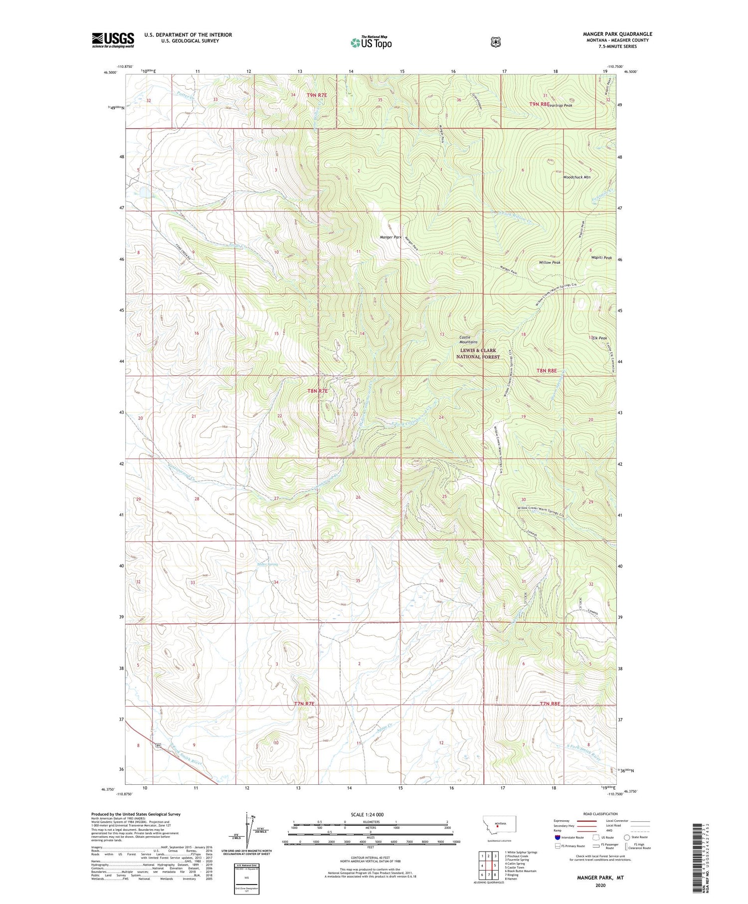 Manger Park Montana US Topo Map Image