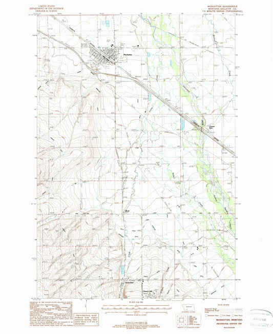 Classic USGS Manhattan Montana 7.5'x7.5' Topo Map Image