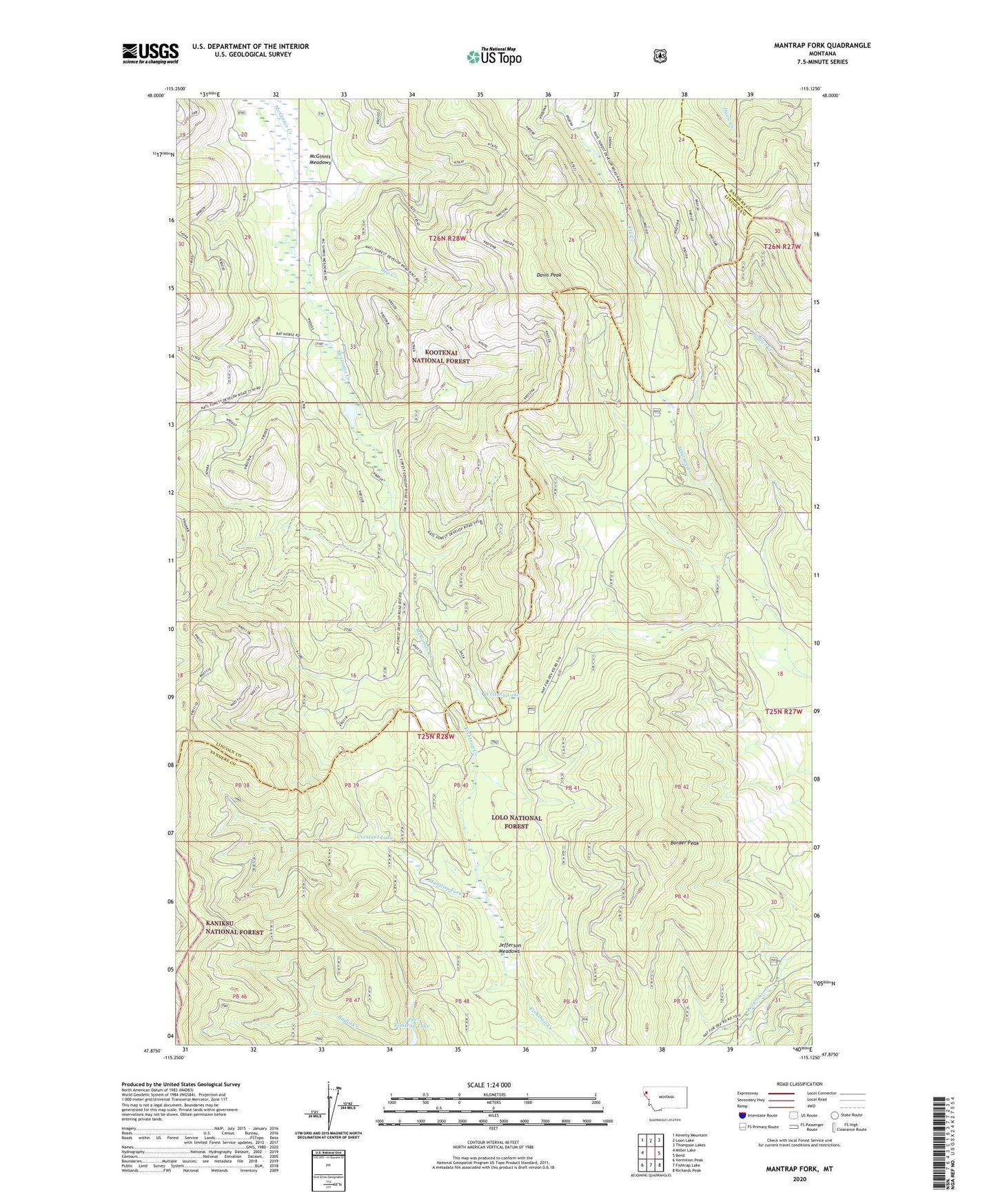 Mantrap Fork Montana US Topo Map Image