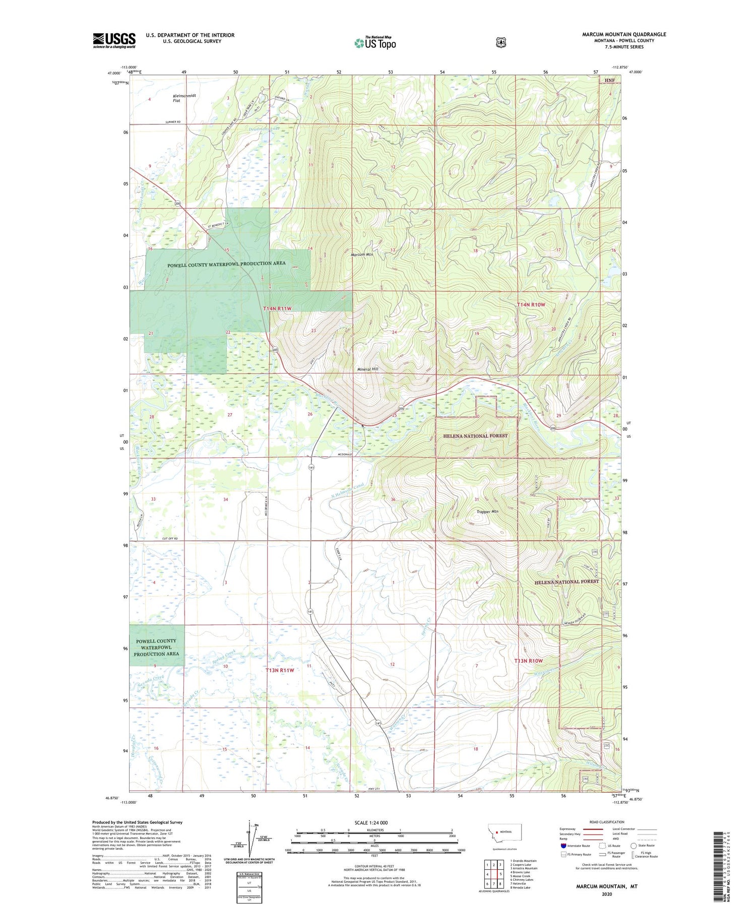 Marcum Mountain Montana US Topo Map Image