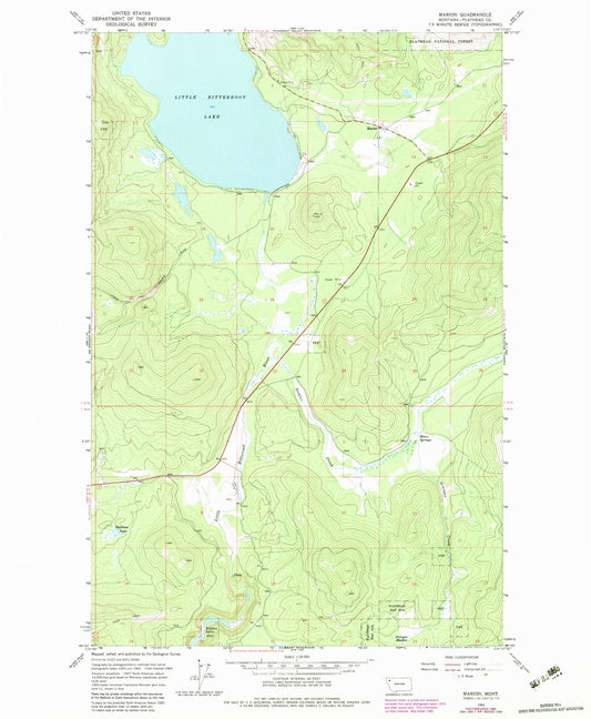Classic USGS Marion Montana 7.5'x7.5' Topo Map Image