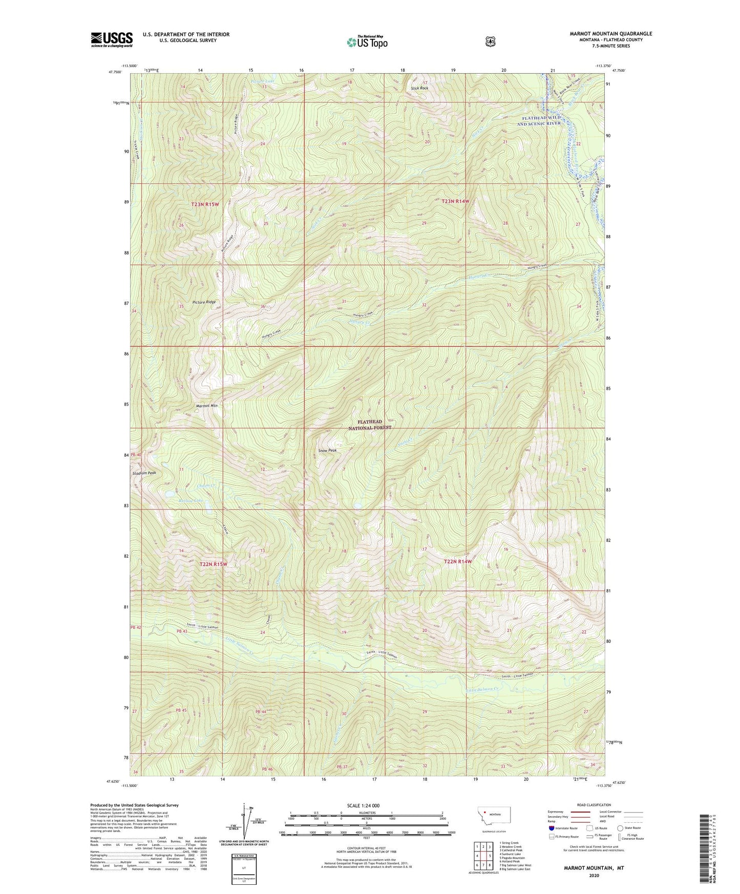 Marmot Mountain Montana US Topo Map Image