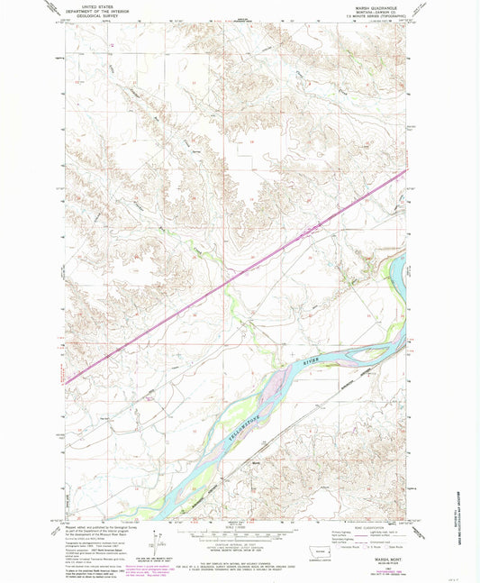 Classic USGS Marsh Montana 7.5'x7.5' Topo Map Image