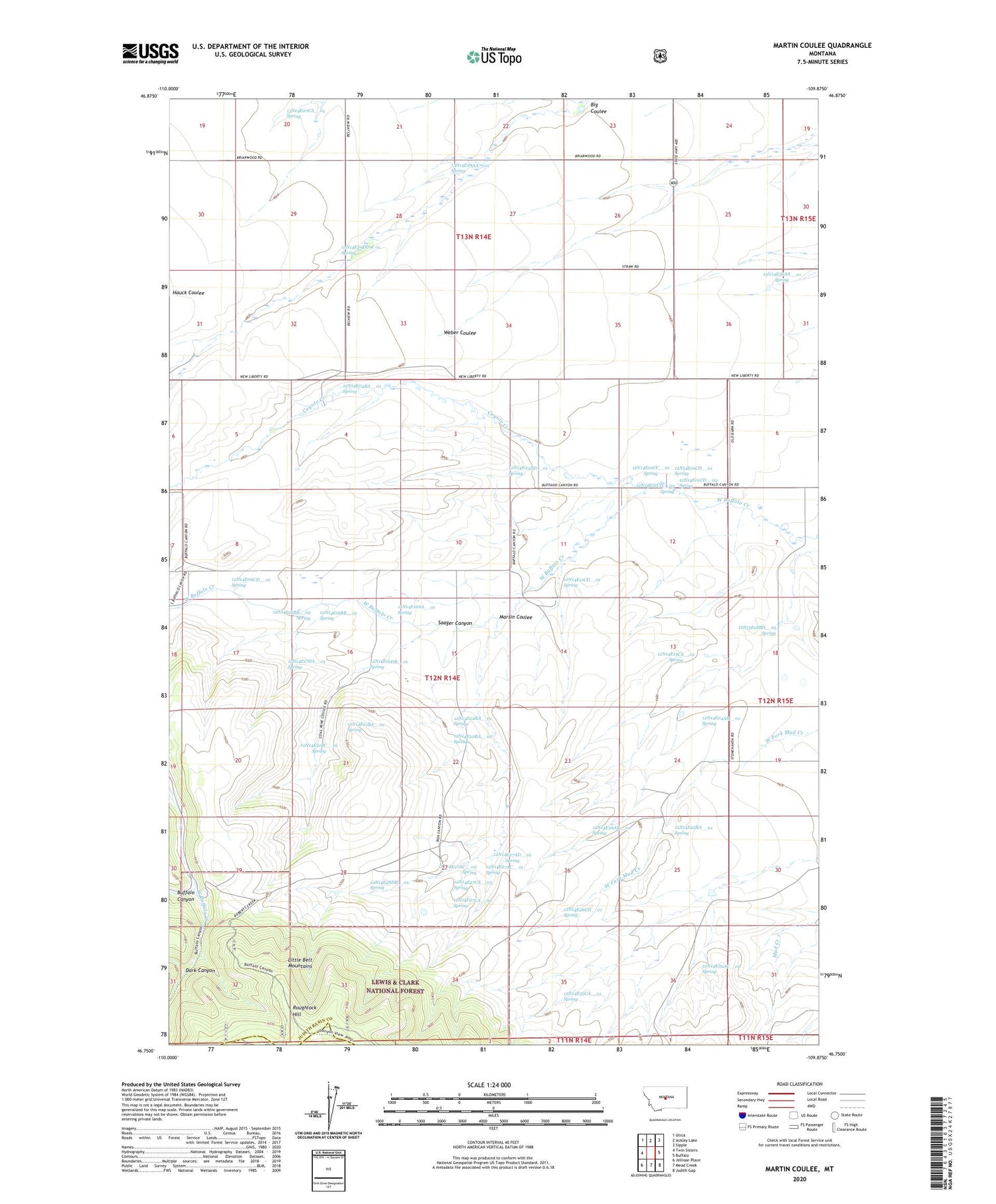 Martin Coulee Montana US Topo Map Image