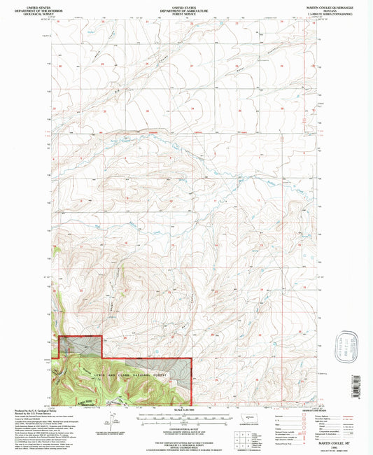 Classic USGS Martin Coulee Montana 7.5'x7.5' Topo Map Image