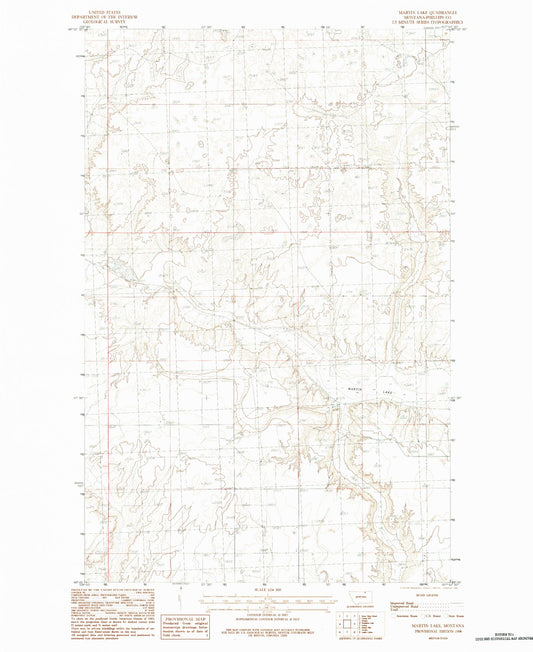 Classic USGS Martin Lake Montana 7.5'x7.5' Topo Map Image