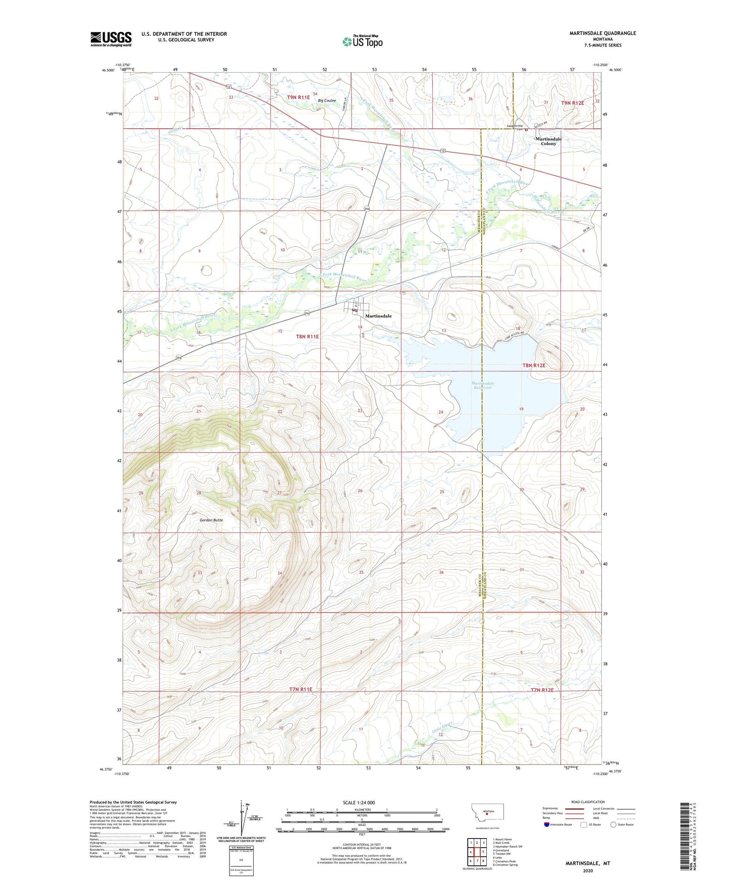 Martinsdale Montana US Topo Map Image