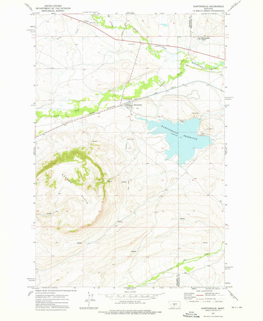 Classic USGS Martinsdale Montana 7.5'x7.5' Topo Map Image