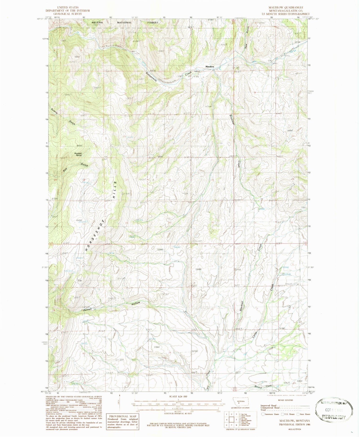 Classic USGS Maudlow Montana 7.5'x7.5' Topo Map Image