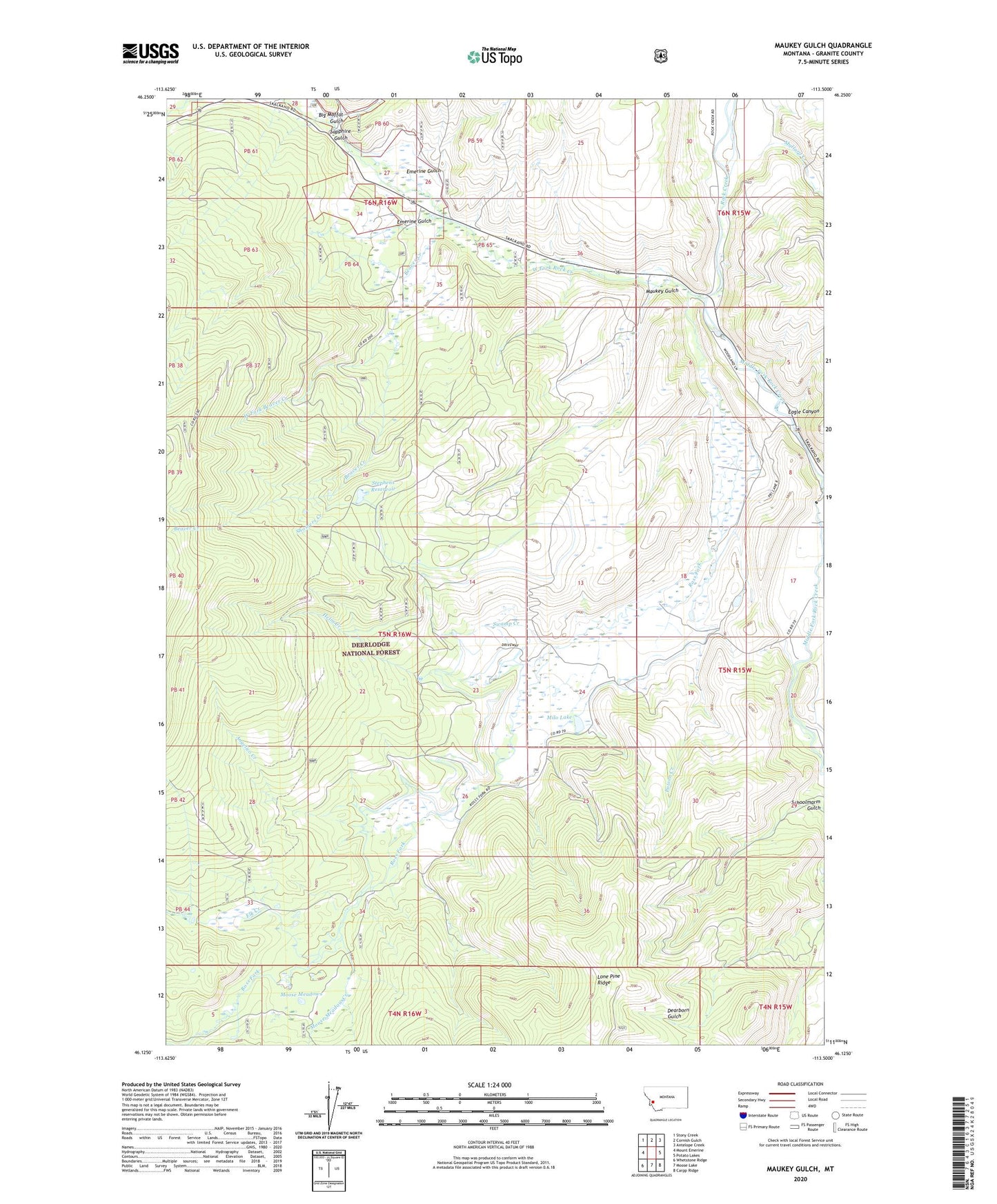 Maukey Gulch Montana US Topo Map Image