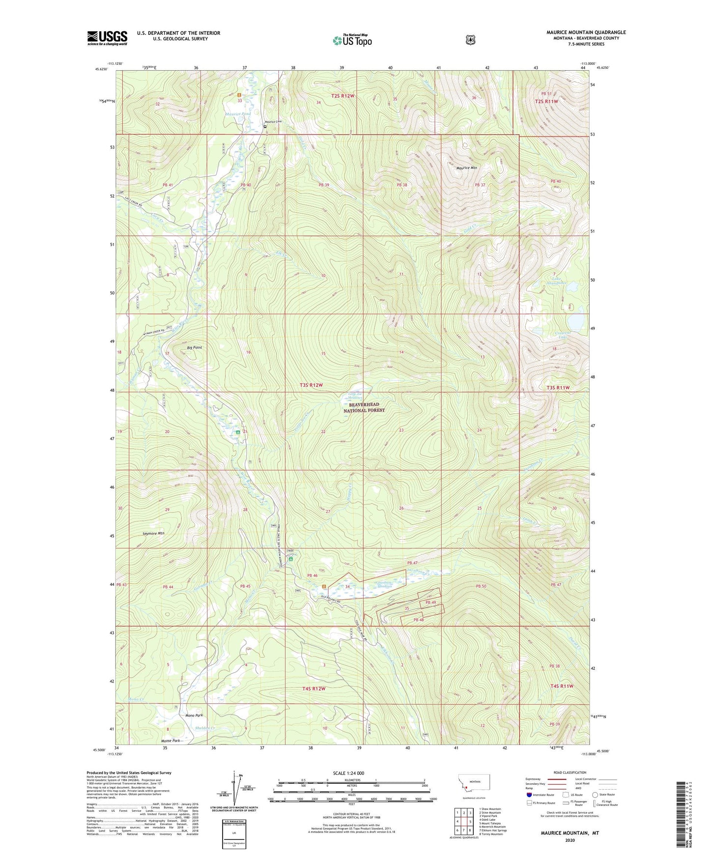 Maurice Mountain Montana US Topo Map Image