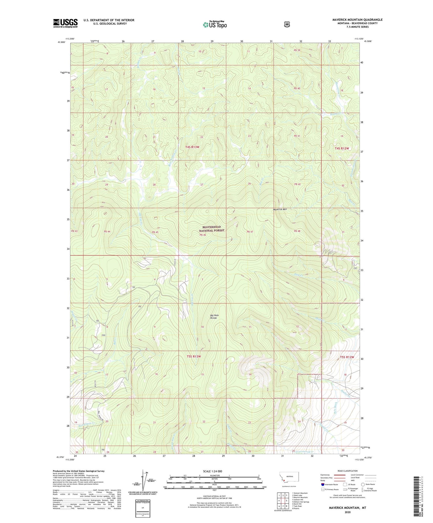 Maverick Mountain Montana US Topo Map Image
