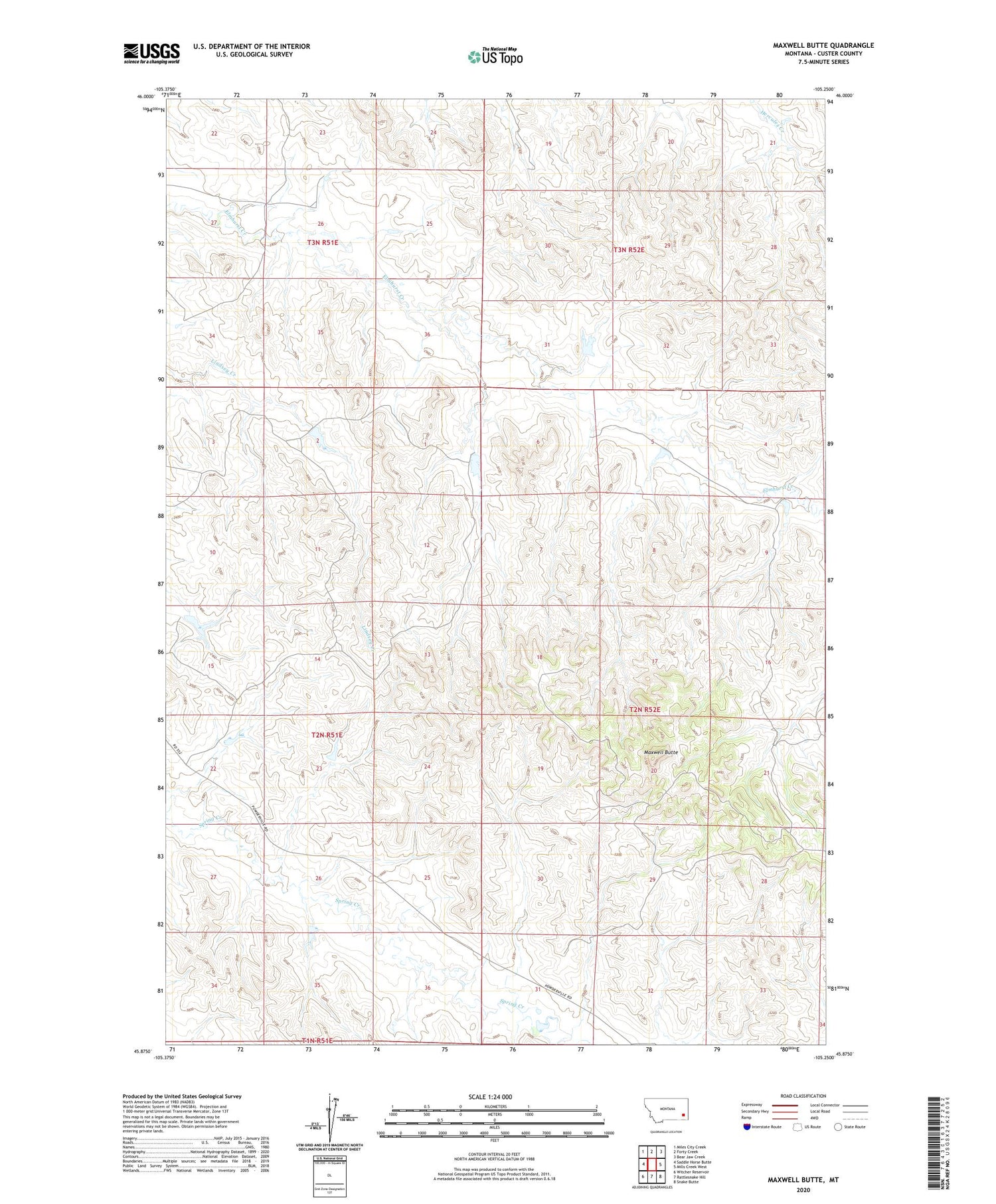 Maxwell Butte Montana US Topo Map Image