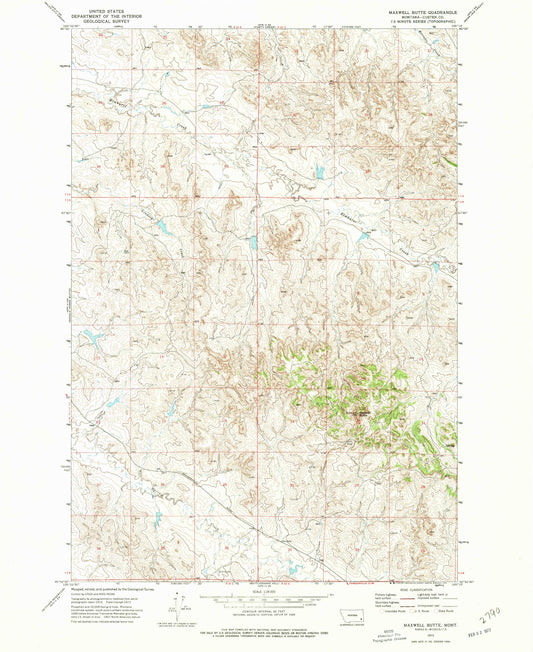 Classic USGS Maxwell Butte Montana 7.5'x7.5' Topo Map Image