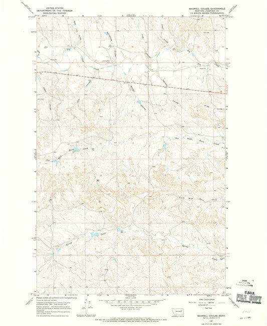 Classic USGS Maxwell Coulee Montana 7.5'x7.5' Topo Map Image