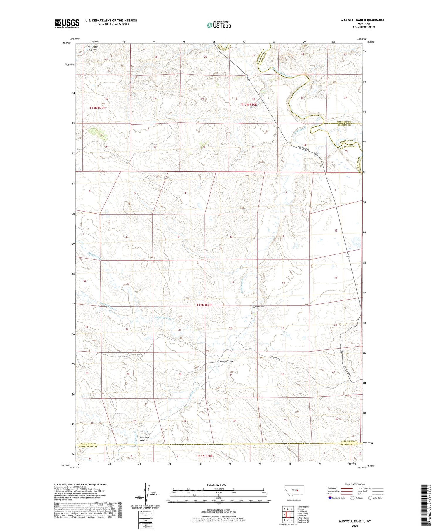 Maxwell Ranch Montana US Topo Map Image