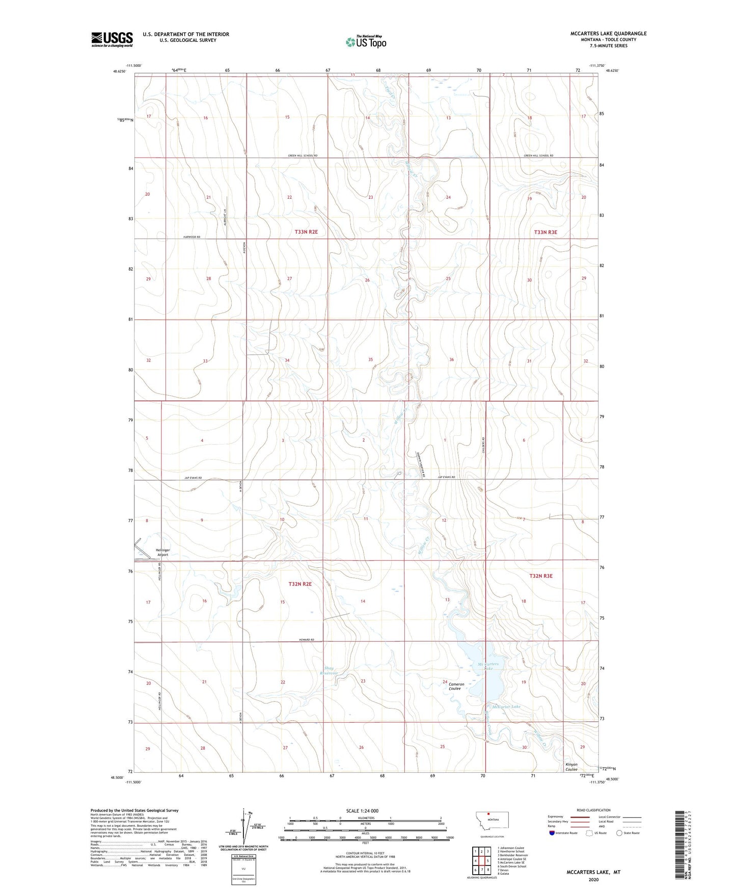 McCarters Lake Montana US Topo Map Image