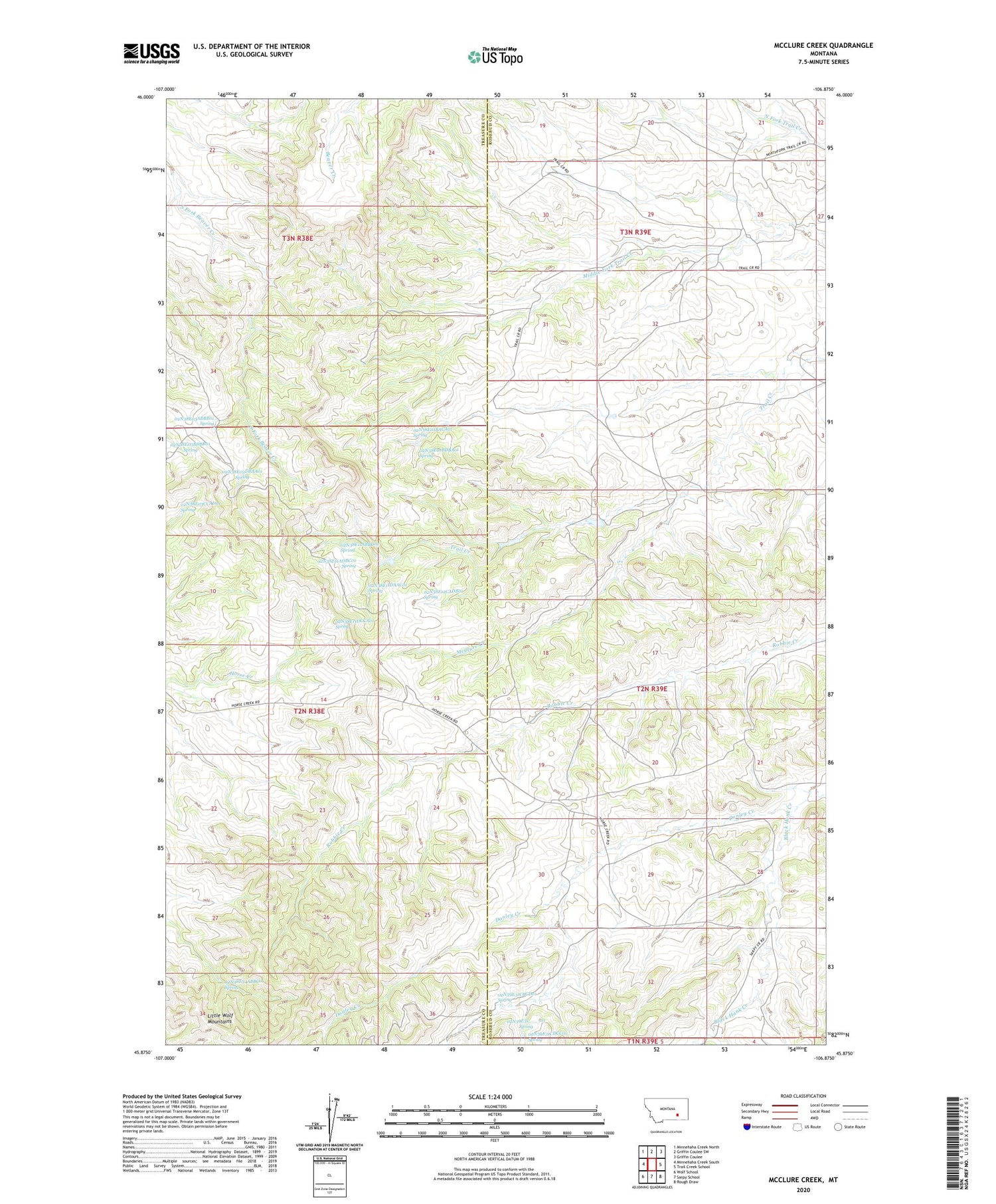 McClure Creek Montana US Topo Map Image