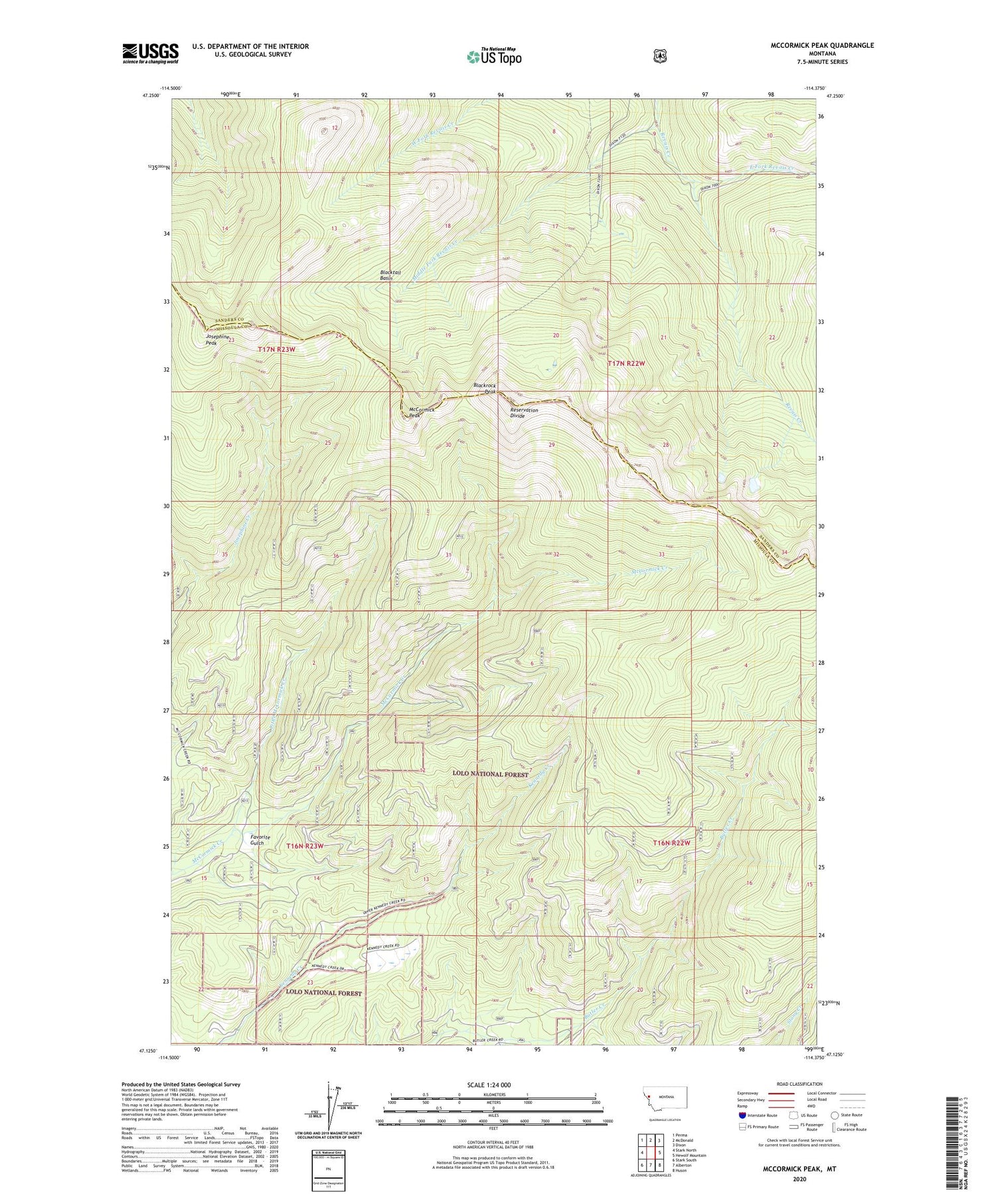 McCormick Peak Montana US Topo Map Image