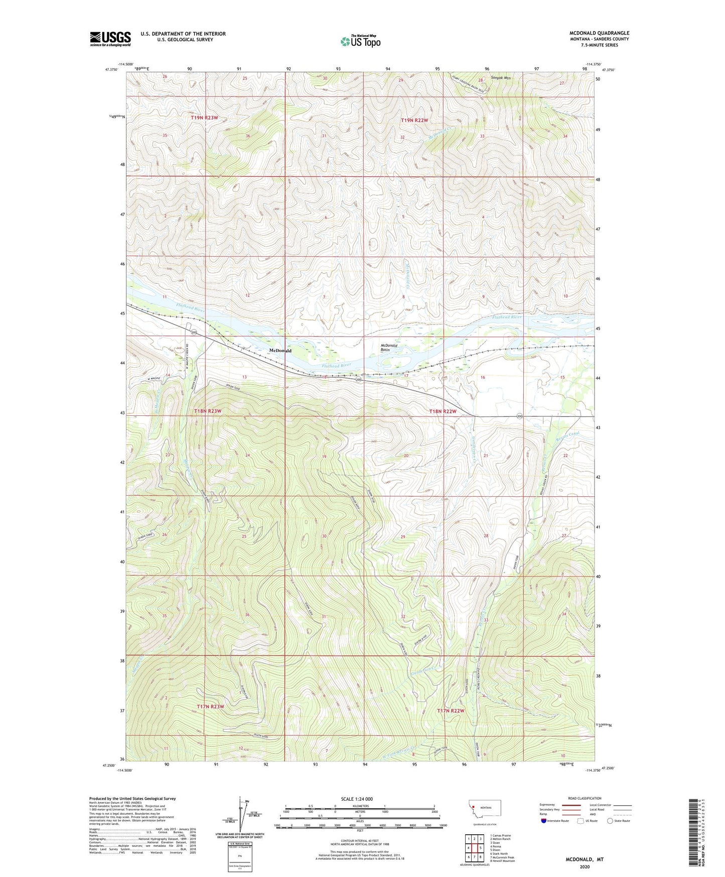 McDonald Montana US Topo Map Image