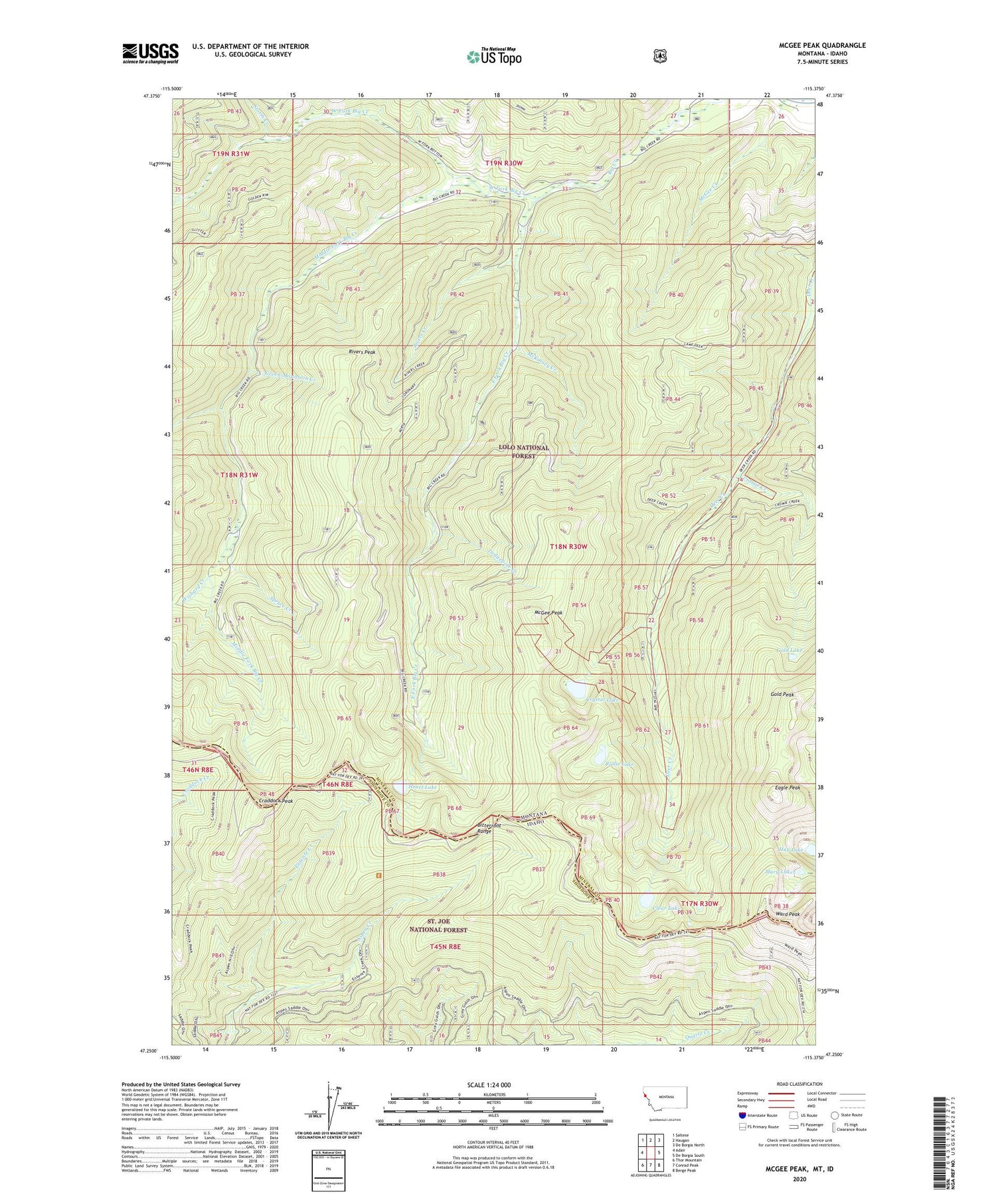 McGee Peak Montana US Topo Map Image