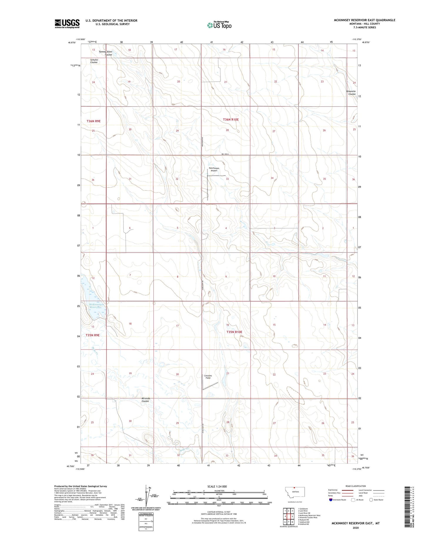McKinnsey Reservoir East Montana US Topo Map Image