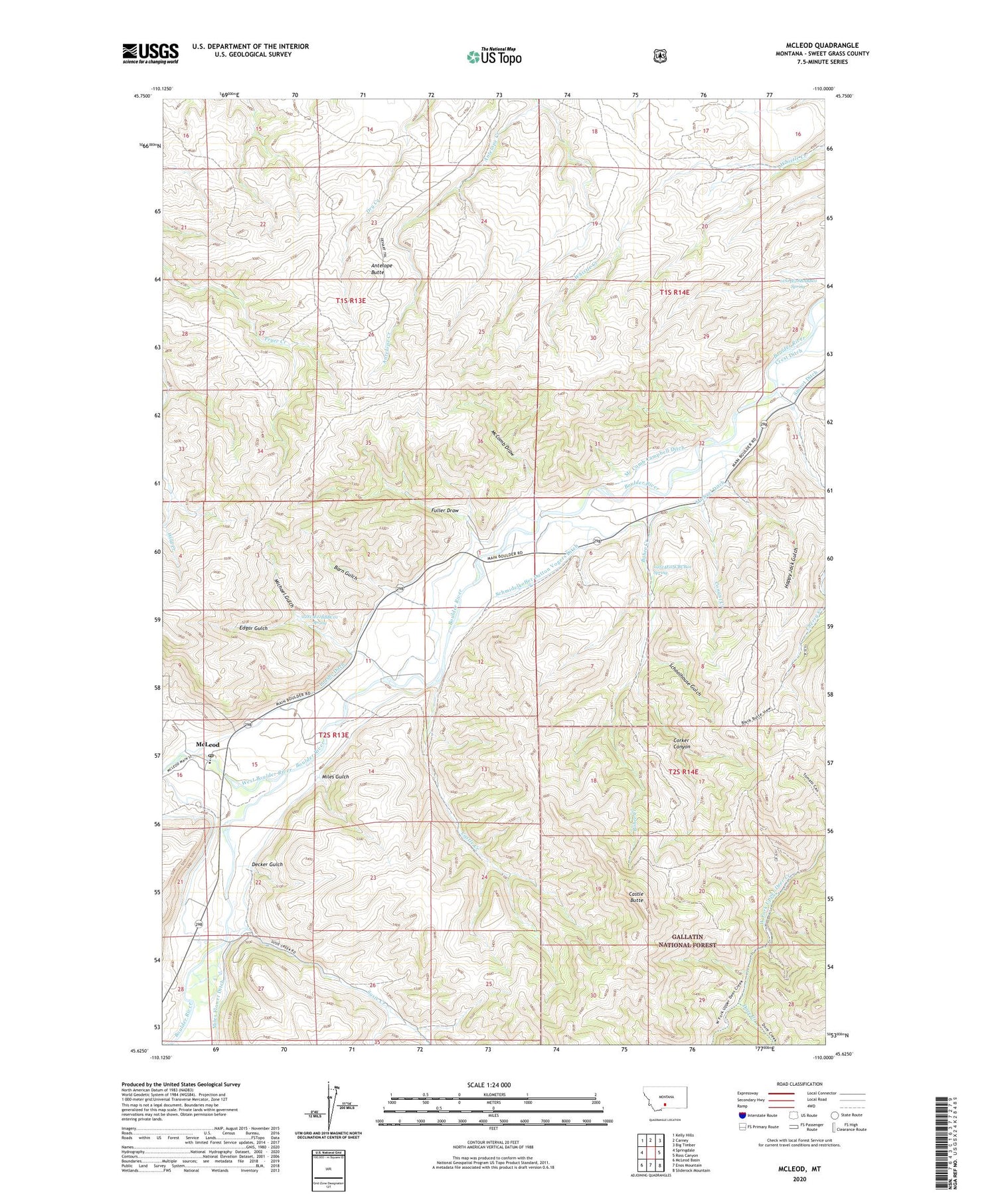 McLeod Montana US Topo Map Image