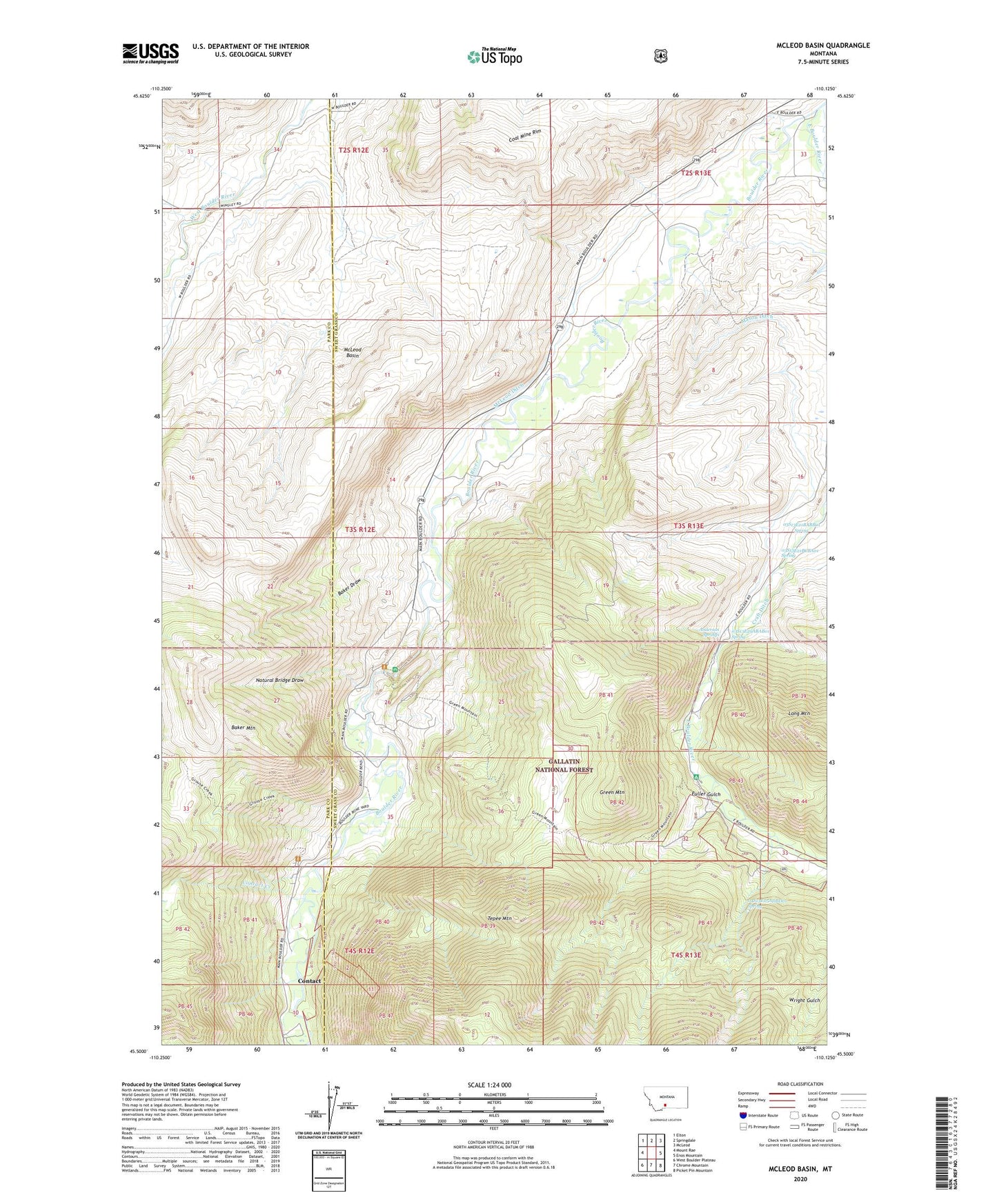 McLeod Basin Montana US Topo Map Image