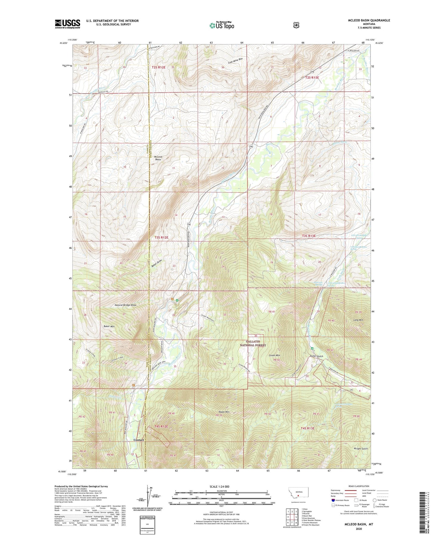 McLeod Basin Montana US Topo Map Image