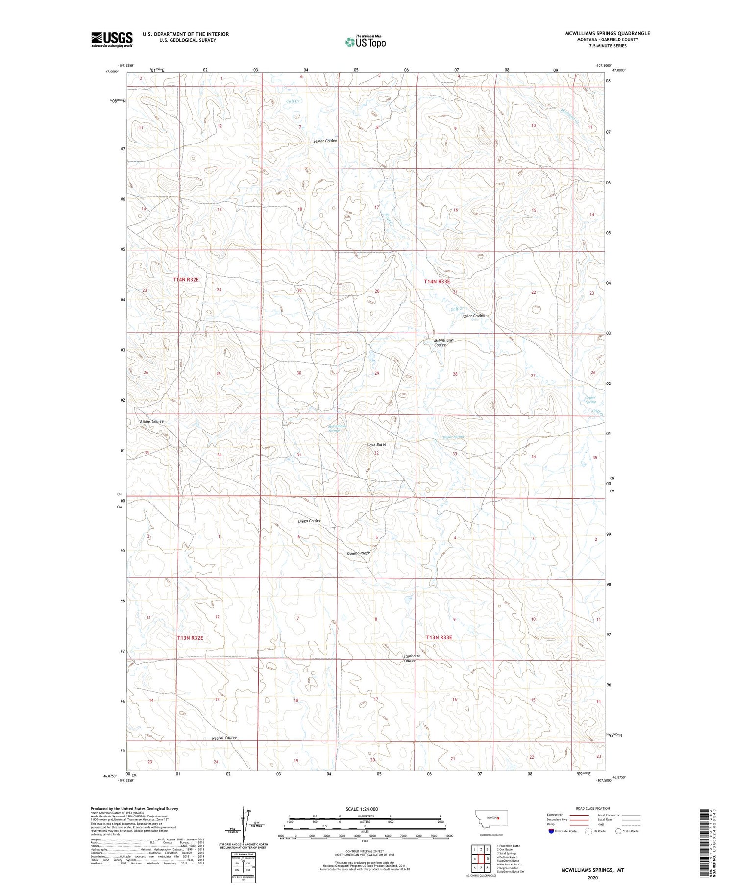 McWilliams Springs Montana US Topo Map Image