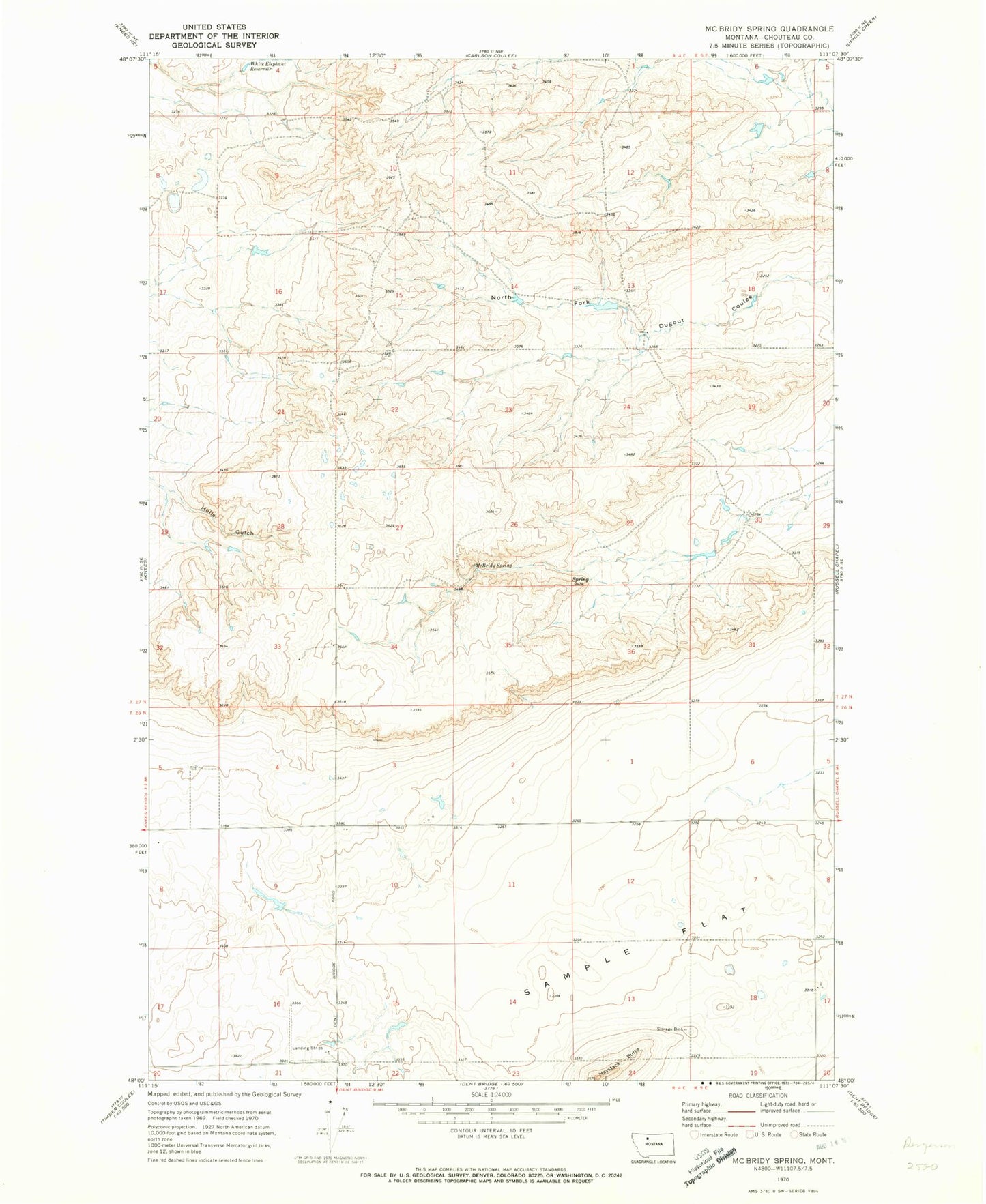 Classic USGS McBridy Spring Montana 7.5'x7.5' Topo Map Image