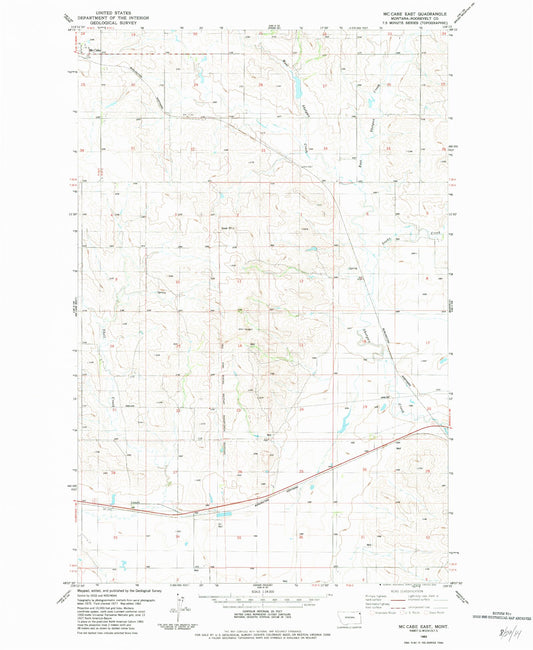 Classic USGS McCabe East Montana 7.5'x7.5' Topo Map Image