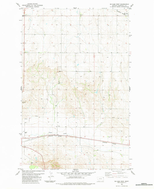 Classic USGS McCabe West Montana 7.5'x7.5' Topo Map Image