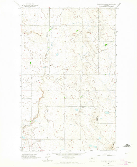 Classic USGS McCarters Lake SE Montana 7.5'x7.5' Topo Map Image