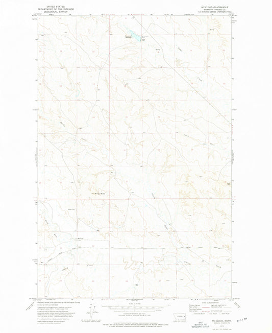 Classic USGS McCloud Montana 7.5'x7.5' Topo Map Image