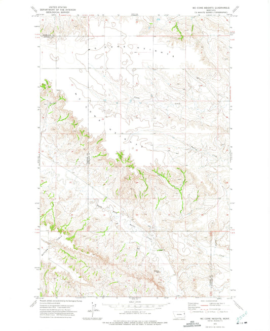 Classic USGS McCone Heights Montana 7.5'x7.5' Topo Map Image